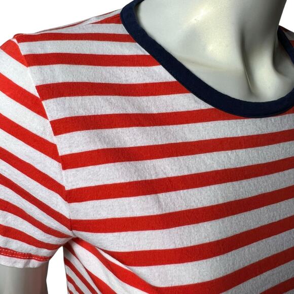 J.Crew Re-Imagined Red & White Striped T-Shirt Dress Size S Eco-Friendly Cotton - Picture 8 of 8